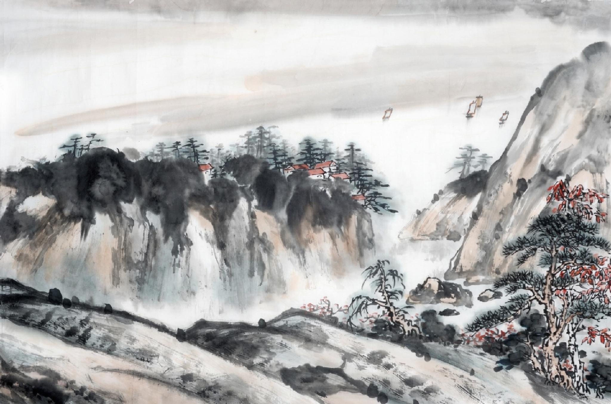 Chinese ink wash landscape painting
