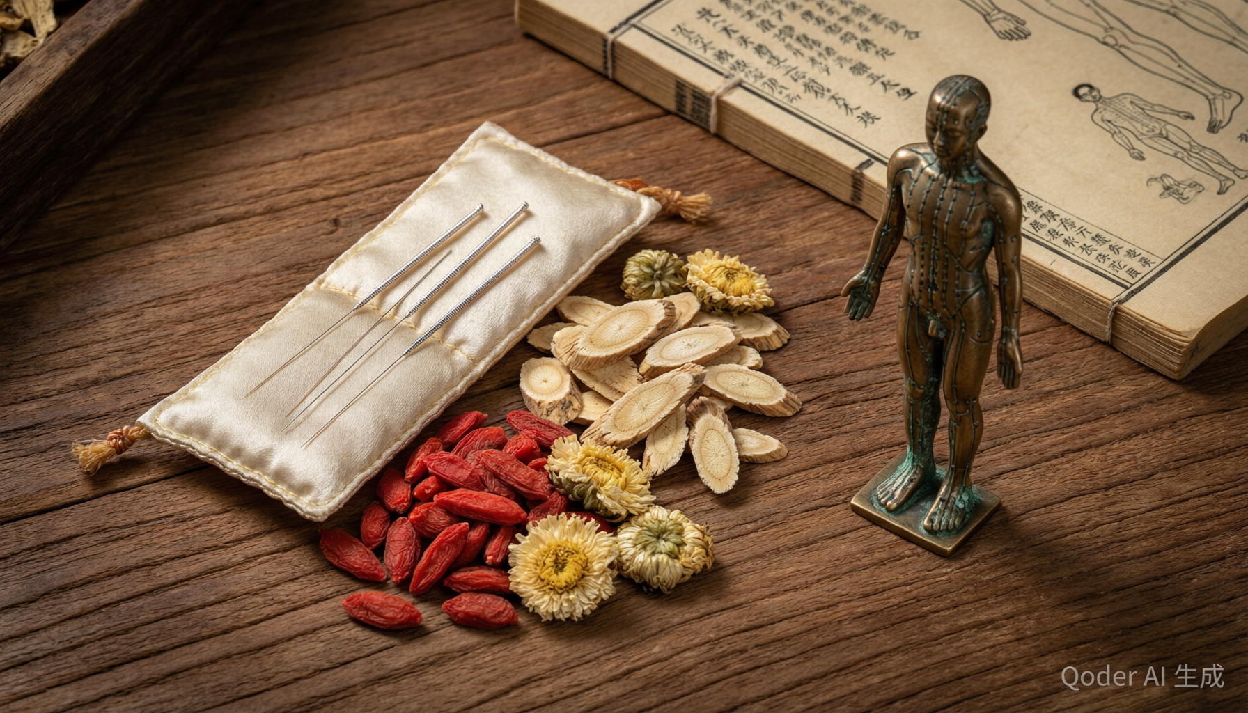 Traditional Chinese medicine herbs and acupuncture needles