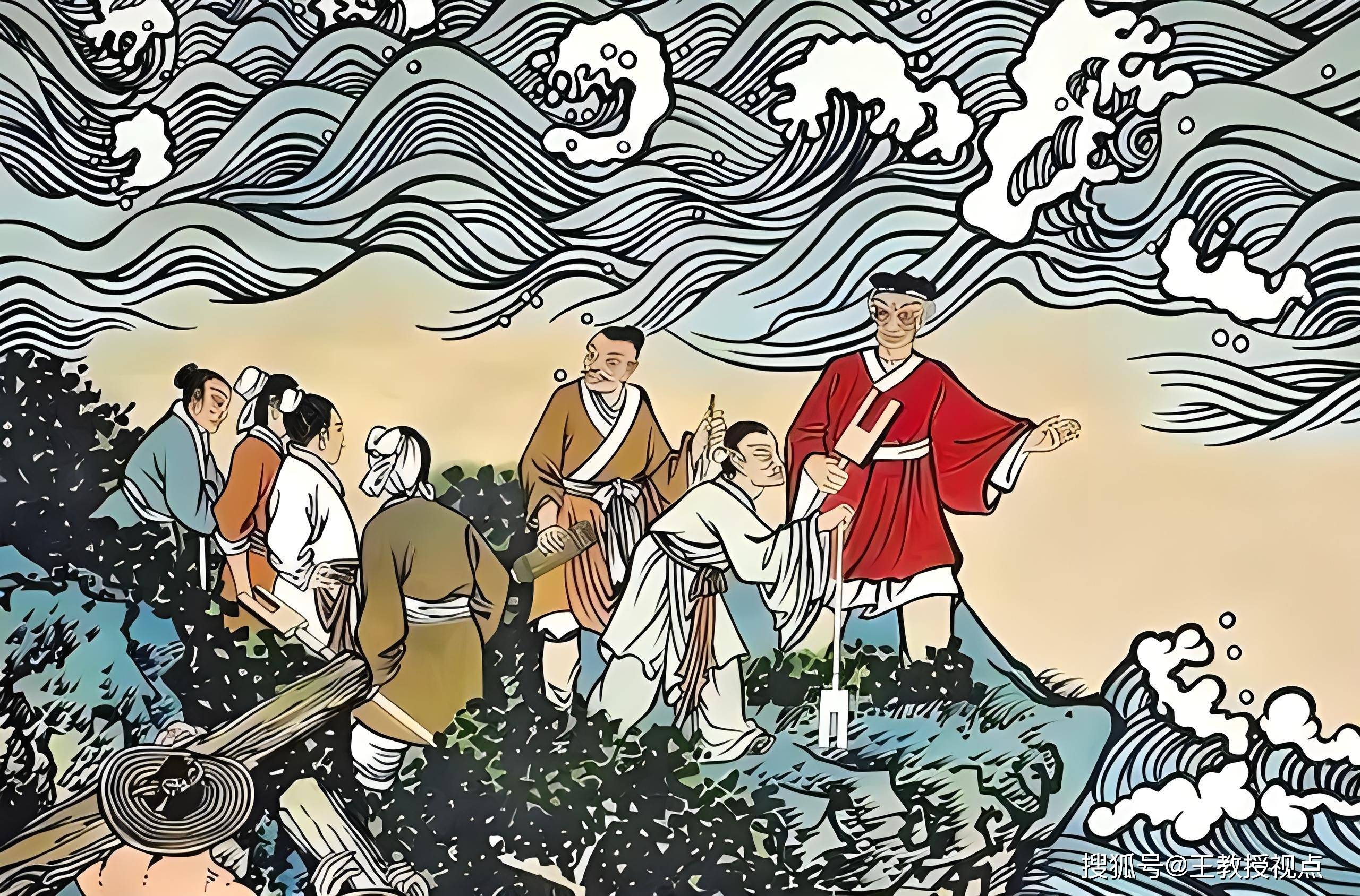 Yu the Great channeling floodwaters through mountain passes